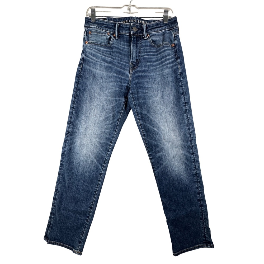 American Eagle Jeans Mens Athletic Straight Airflex Temp Tech Blue Size 28x27